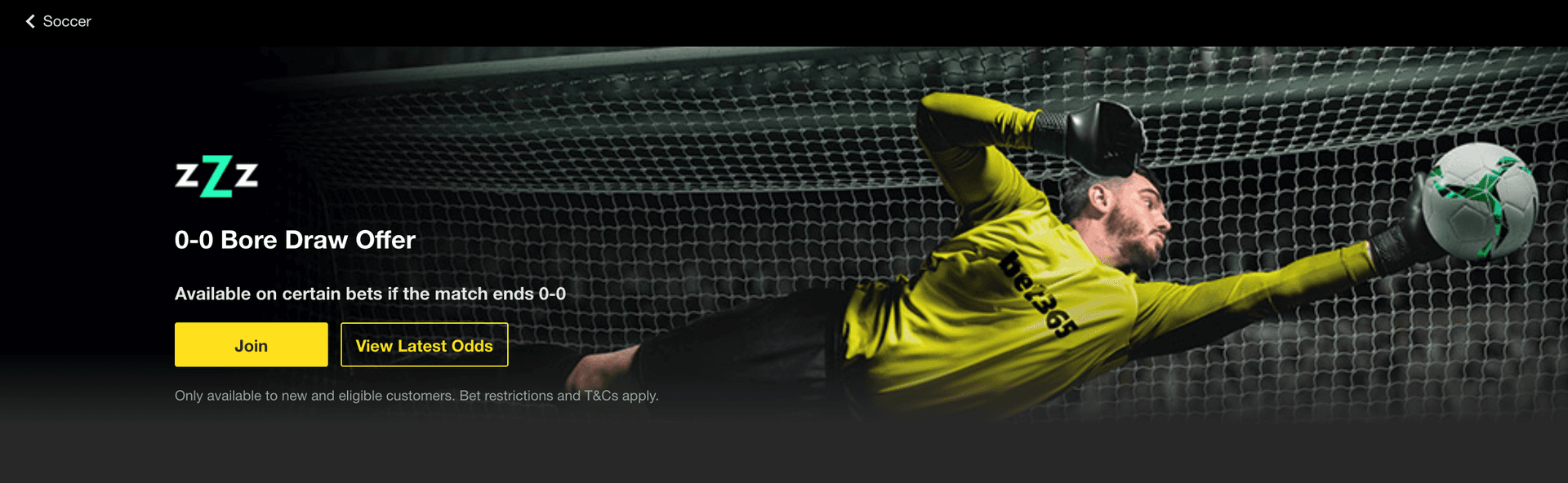 Banner mock for a 0-0 refund football promotion