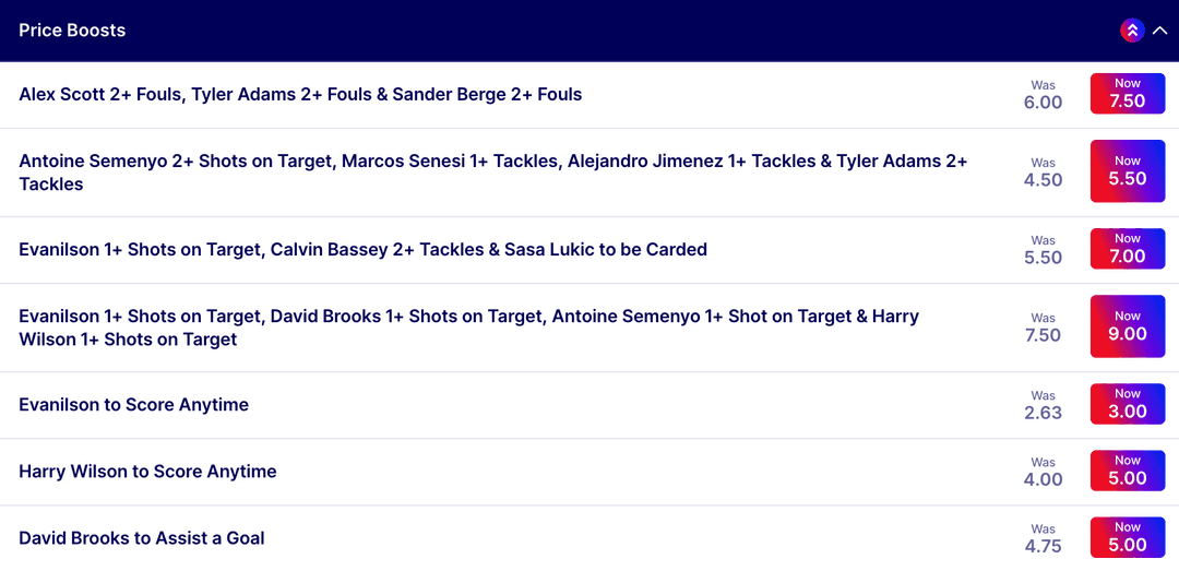 Example of a bookmaker price boost banner