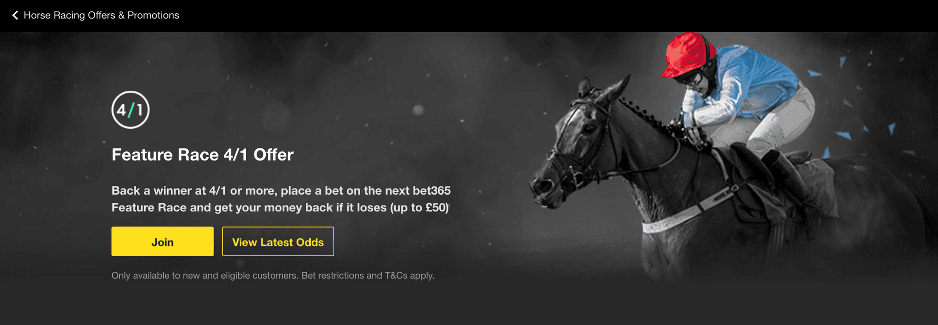 Promo banner mock for free bet on winners at or above a set price