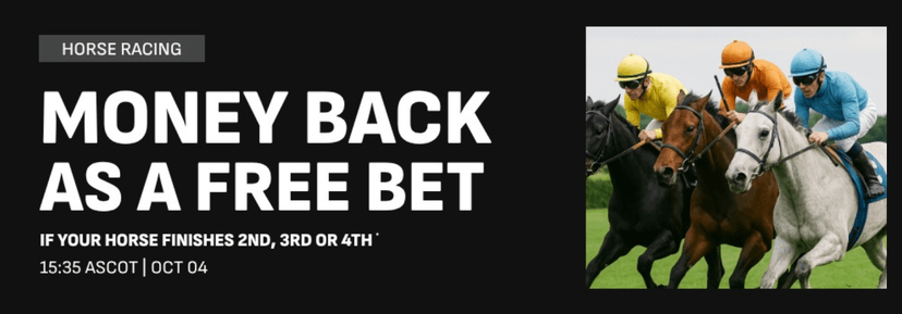 Promo banner example for a horse racing refund offer